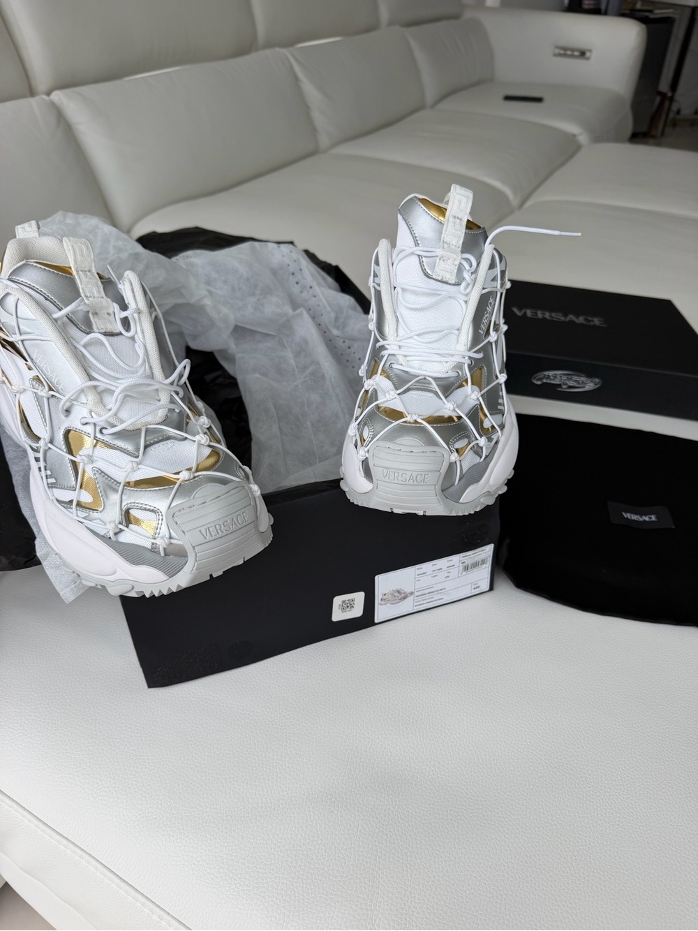 Versace White and Gold Mercury Men's Sneakers